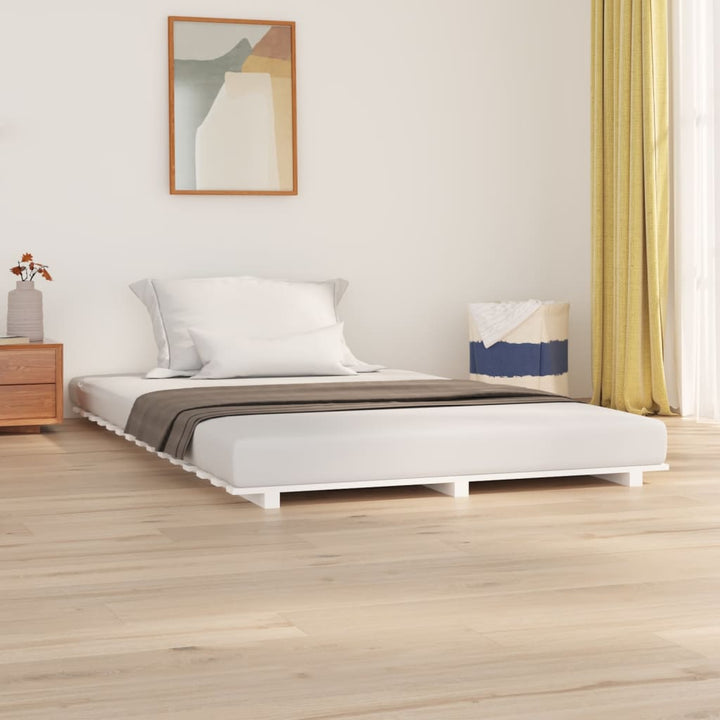 sengeramme 140x200 cm massivt fyrretræ hvid