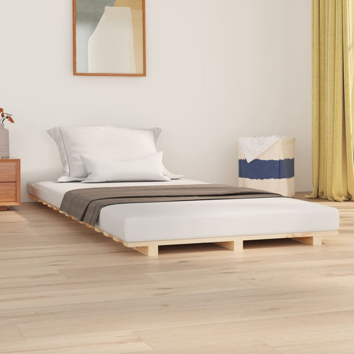 sengestel 90x190 cm massivt fyrretræ grå