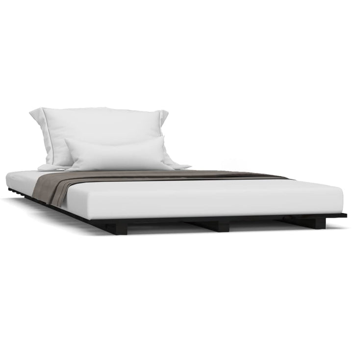 sengestel 75x190 cm massivt fyrretræ sort