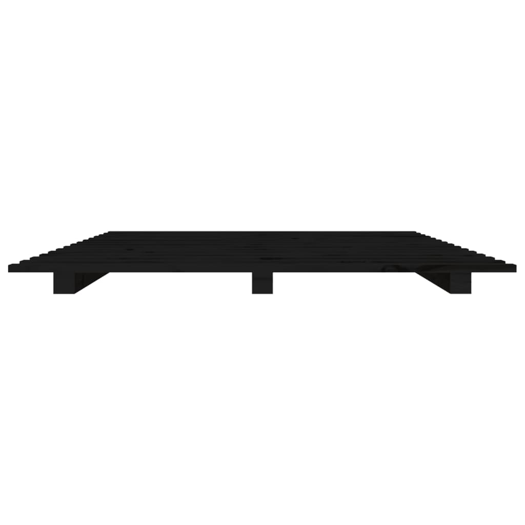 sengestel 75x190 cm massivt fyrretræ sort