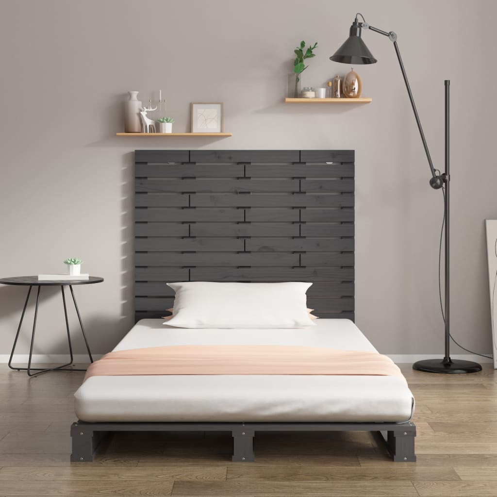 sengegavl 96x3x91,5 cm massivt fyrretræ grå