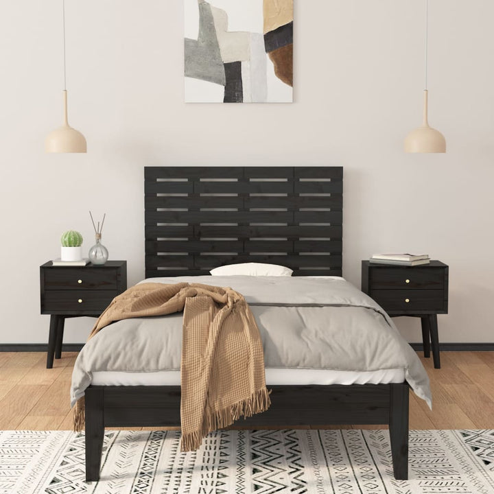 sengegavl 106x3x63 cm massivt fyrretræ sort