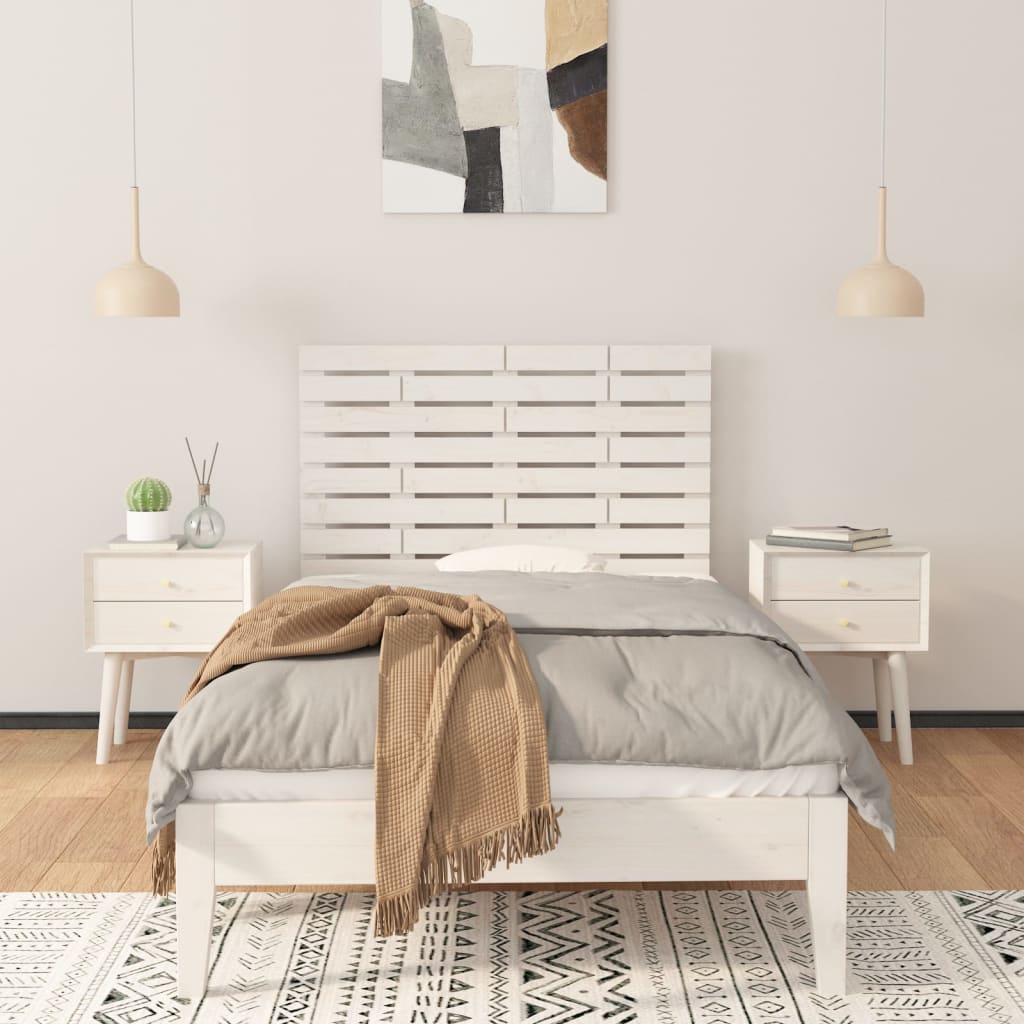sengegavl 96x3x63 cm massivt fyrretræ hvid