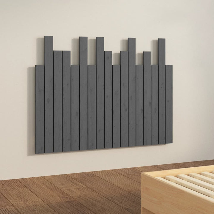 sengegavl 108x3x80 cm massivt fyrretræ grå