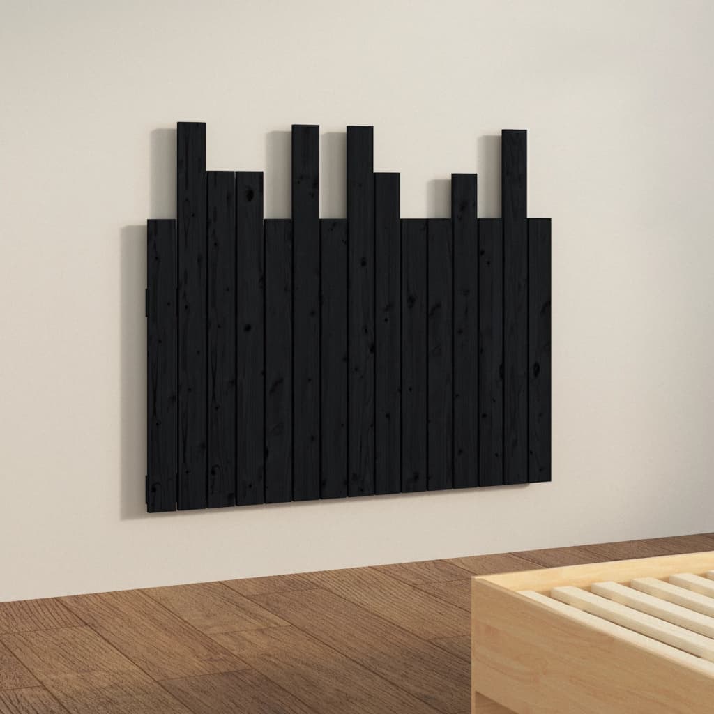 sengegavl 95,5x3x80 cm massivt fyrretræ sort