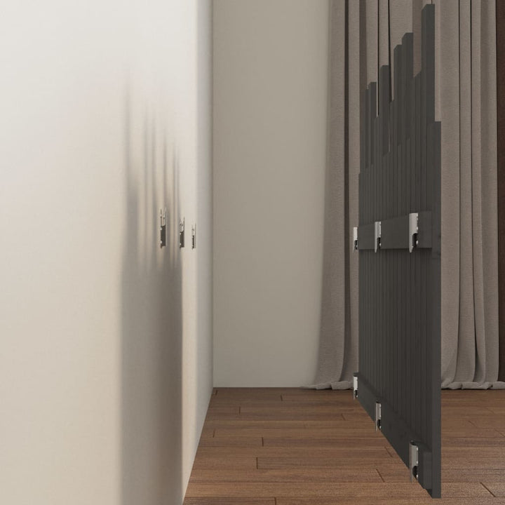 sengegavl 127,5x3x80 cm massivt fyrretræ grå