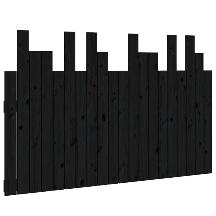 sengegavl 127,5x3x80 cm massivt fyrretræ sort