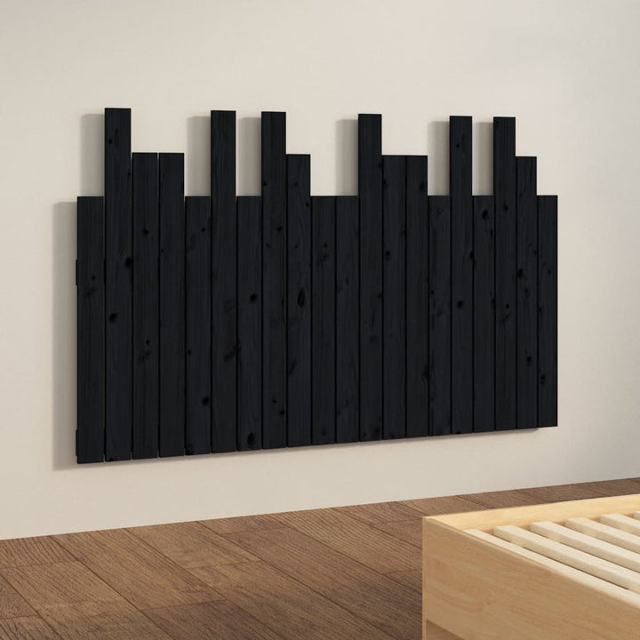 sengegavl 127,5x3x80 cm massivt fyrretræ sort