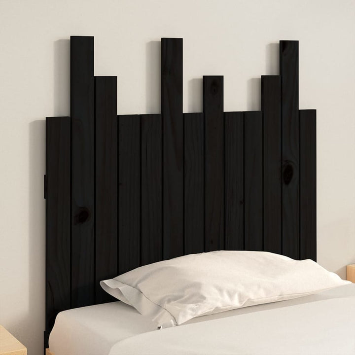 sengegavl 82,5x3x80 cm massivt fyrretræ sort