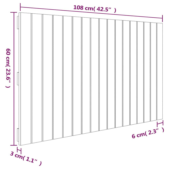 sengegavl 108x3x60 cm massivt fyrretræ hvid