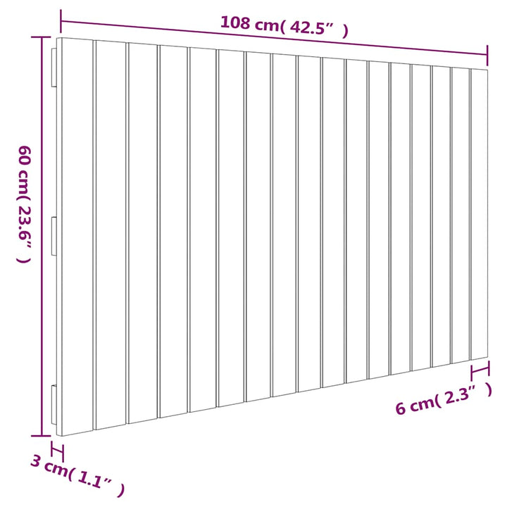 sengegavl 108x3x60 cm massivt fyrretræ grå