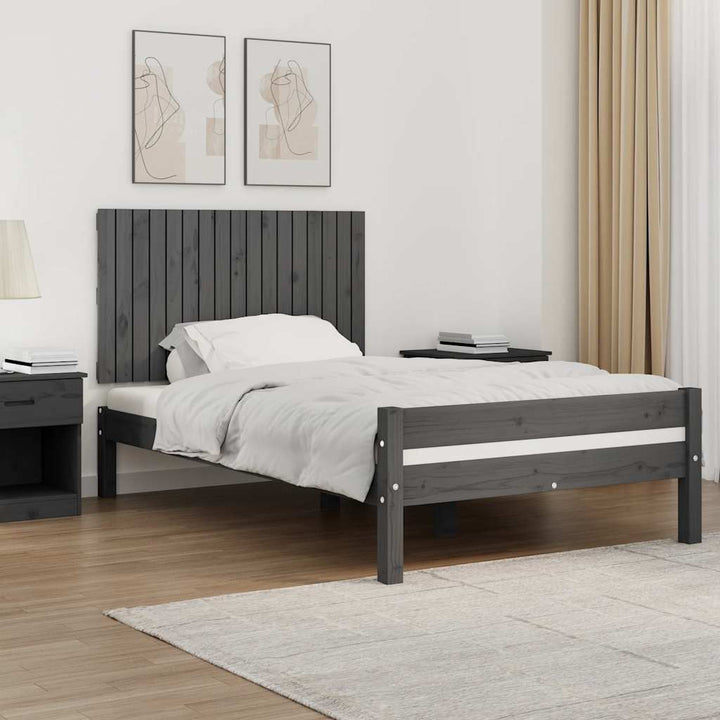 sengegavl 108x3x60 cm massivt fyrretræ grå