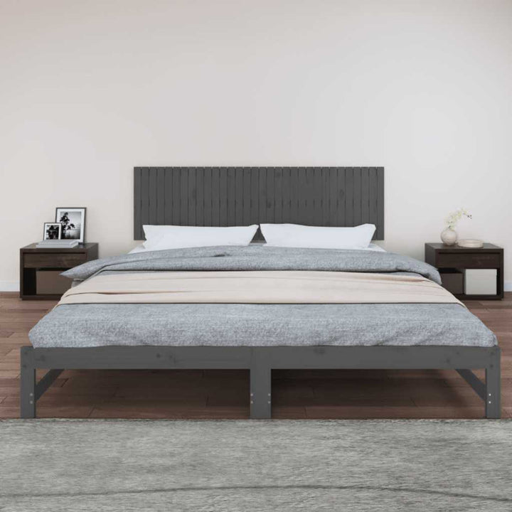 sengegavl 204x3x60 cm massivt fyrretræ grå