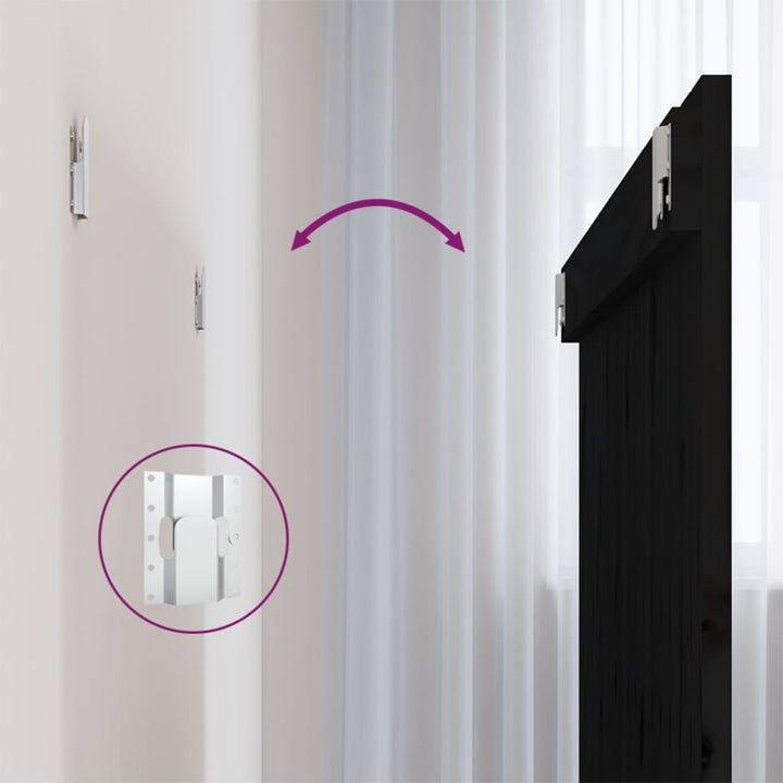 sengegavl 108x3x90 cm massivt fyrretræ sort