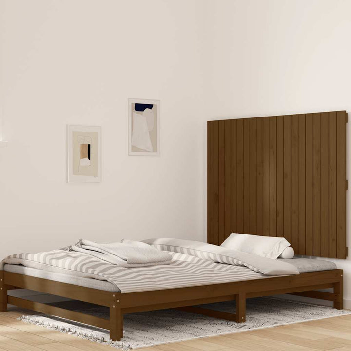 sengegavl 127,5x3x90 cm massivt fyrretræ gyldenbrun