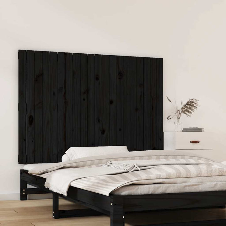 sengegavl 127,5x3x90 cm massivt fyrretræ sort