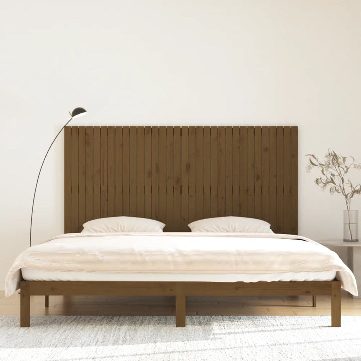 sengegavl 204x3x110 cm massivt fyrretræ gyldenbrun