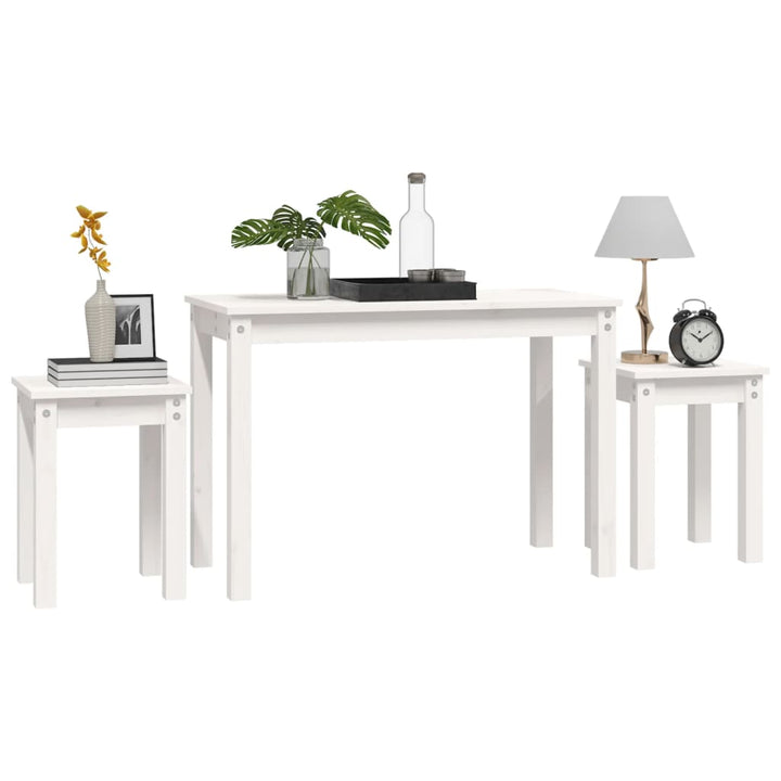 indskudsborde 3 stk. massivt fyrretræ hvid