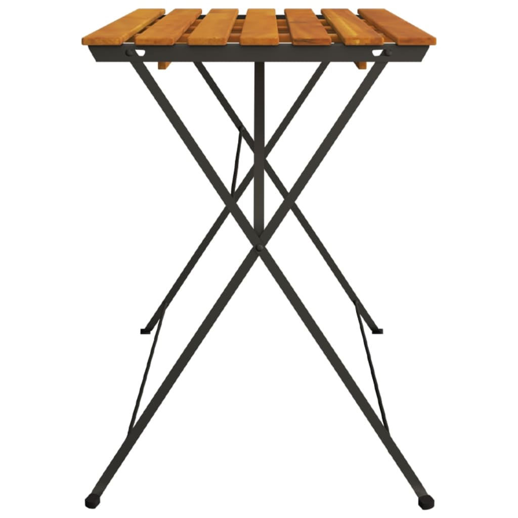 foldbart bistrobord 100x54x71 cm massivt akacietræ og stål
