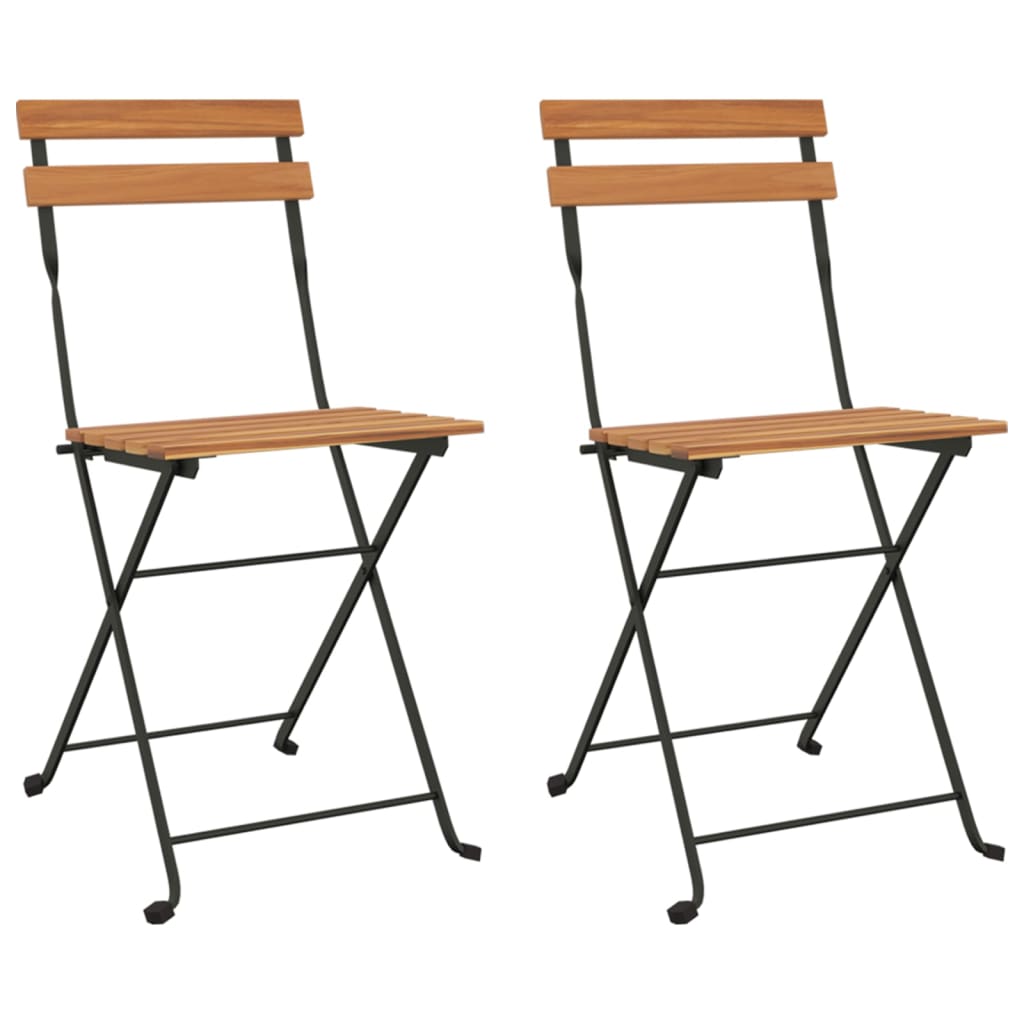 foldbare bistrostole 2 stk. massivt teaktræ og stål
