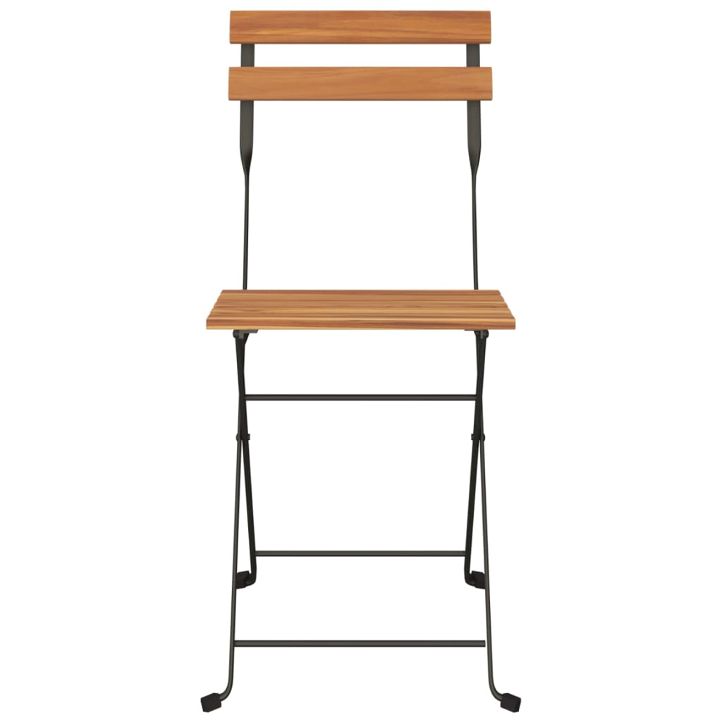 foldbare bistrostole 2 stk. massivt teaktræ og stål