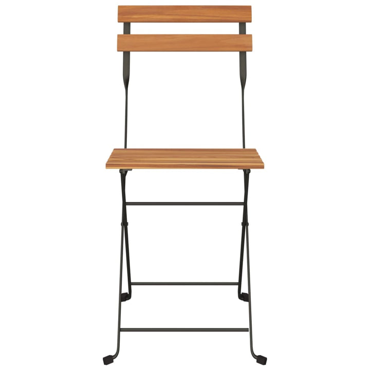 foldbare bistrostole 2 stk. massivt teaktræ og stål