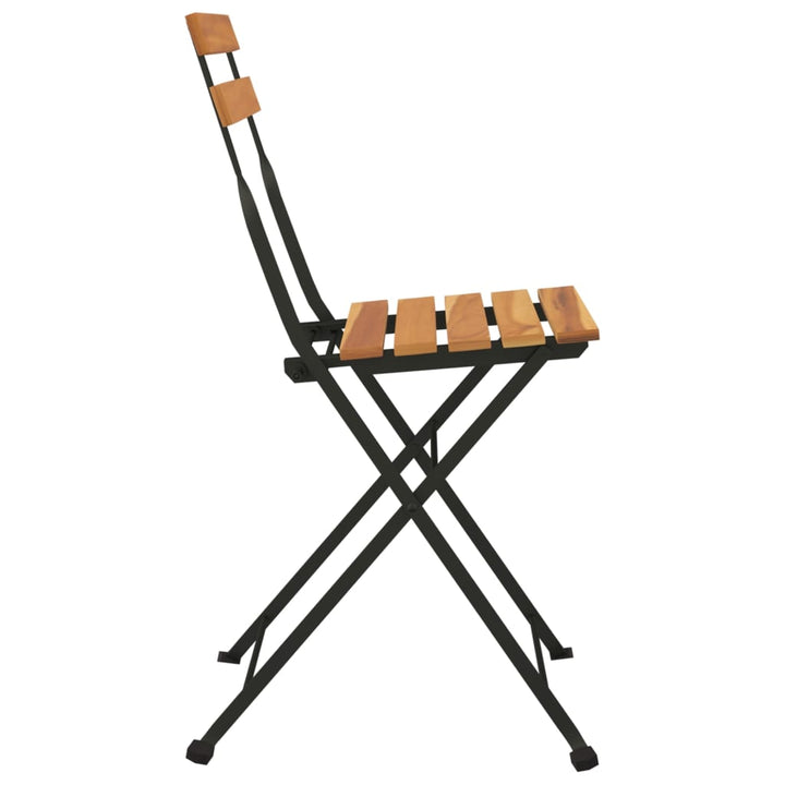 foldbare bistrostole 2 stk. massivt teaktræ og stål