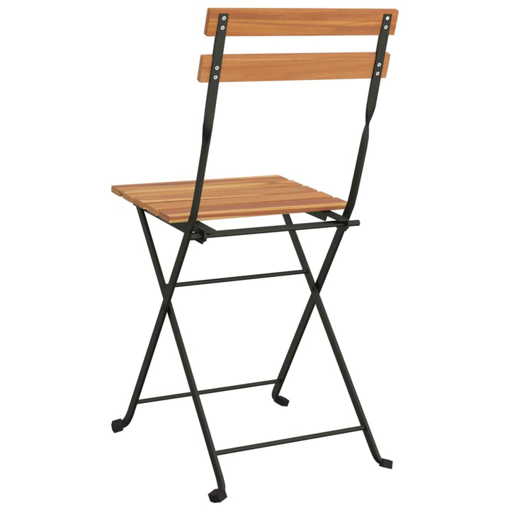 foldbare bistrostole 2 stk. massivt teaktræ og stål