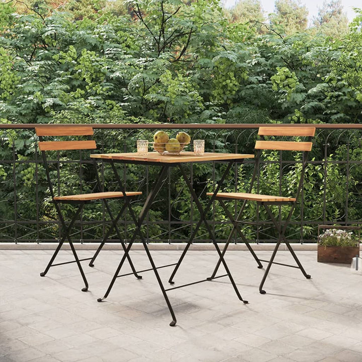 foldbare bistrostole 2 stk. massivt teaktræ og stål