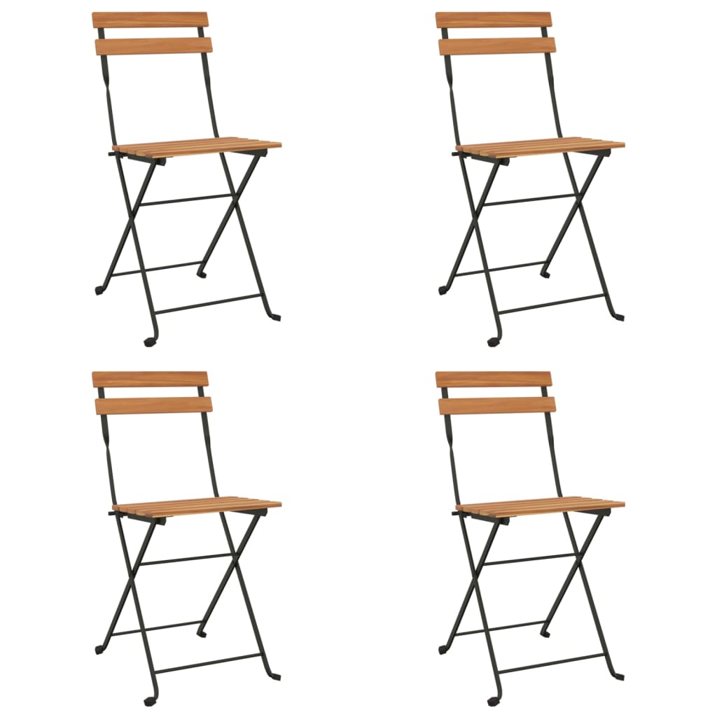 foldbare bistrostole 4 stk. massivt teaktræ og stål