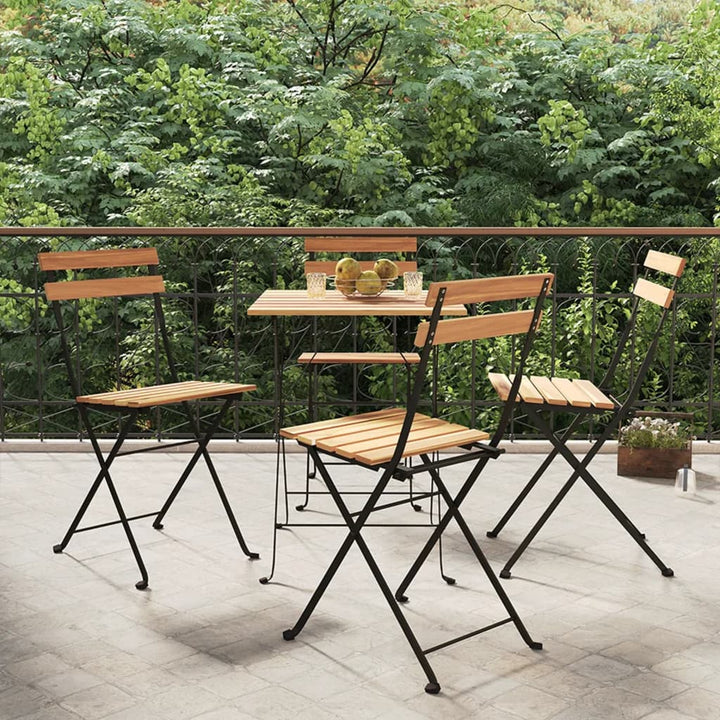 foldbare bistrostole 4 stk. massivt teaktræ og stål