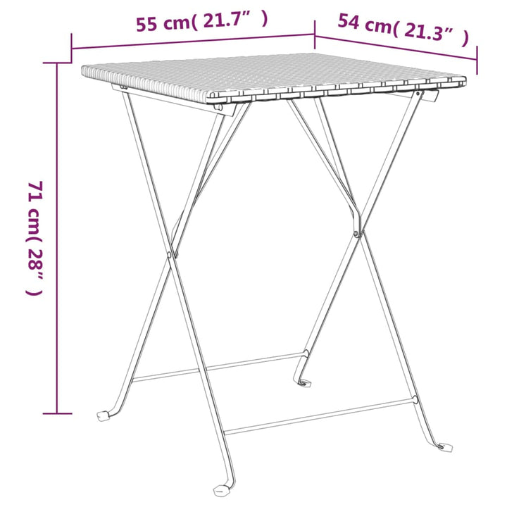 foldbart bistrobord 55x54x71 cm polyrattan sort