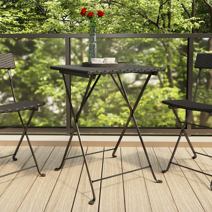 foldbart bistrobord 55x54x71 cm polyrattan sort