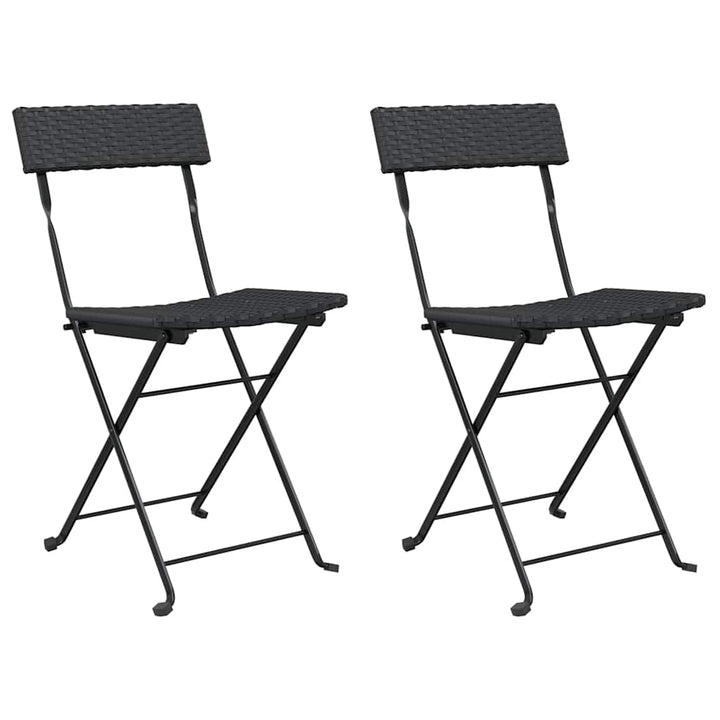 foldbare bistrostole 2 stk. polyrattan og stål sort