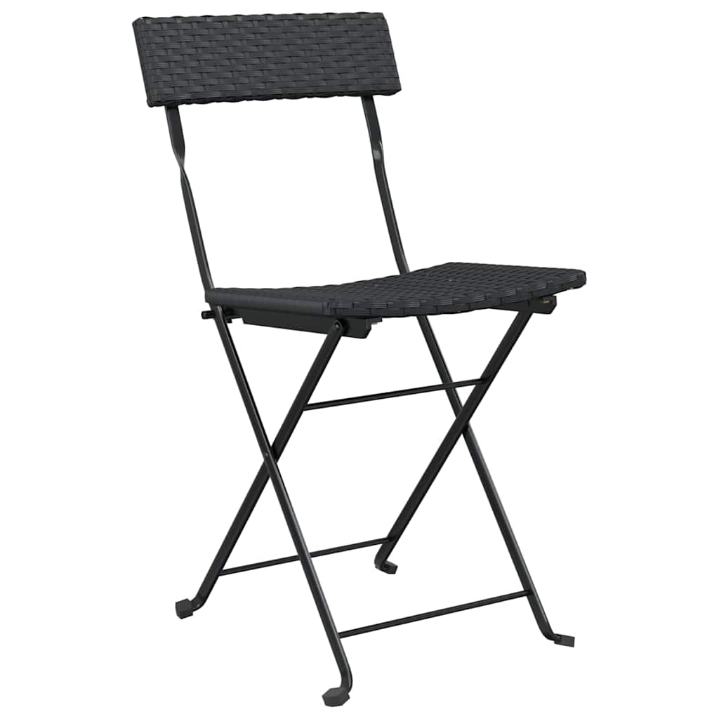 foldbare bistrostole 2 stk. polyrattan og stål sort