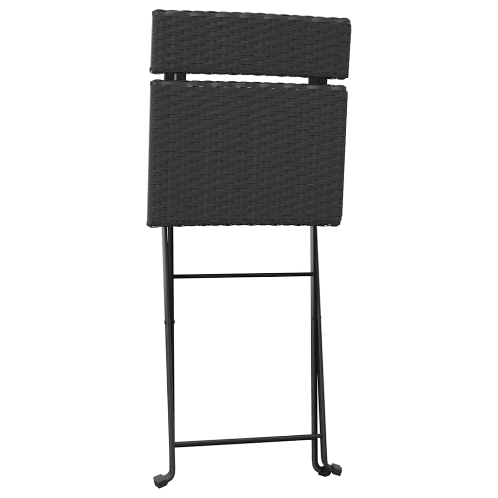 foldbare bistrostole 2 stk. polyrattan og stål sort