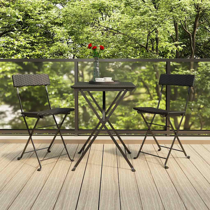 foldbare bistrostole 2 stk. polyrattan og stål sort