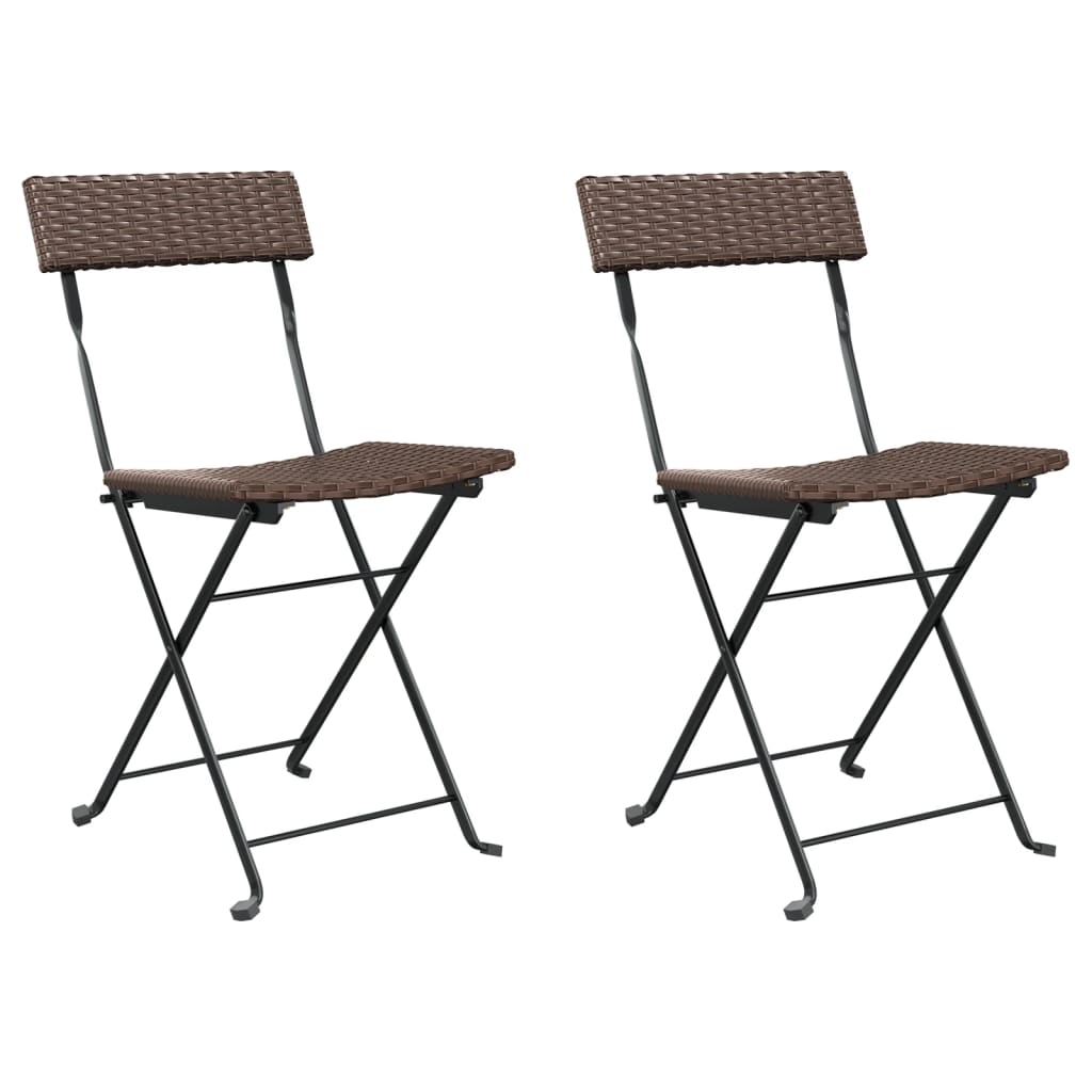 Klapstole 2 stk. brun polyrattan og stål