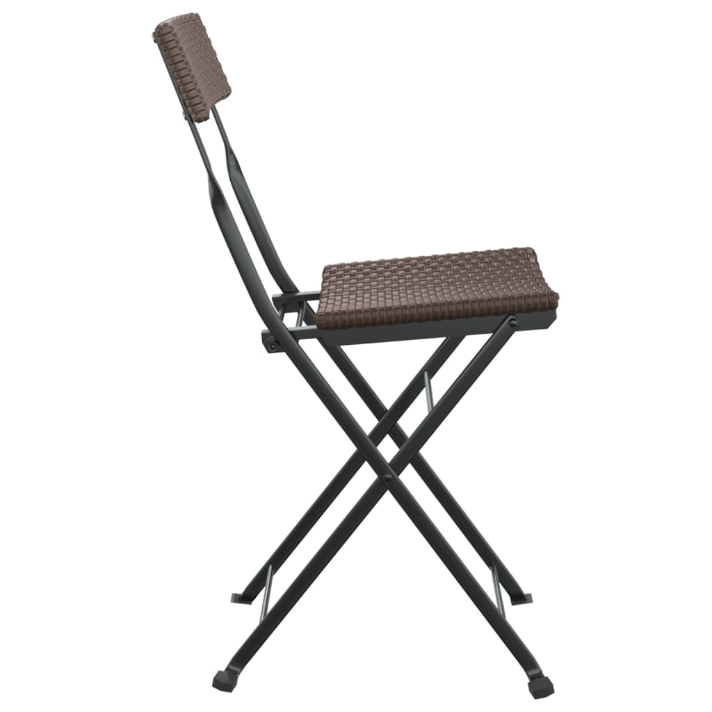 Klapstole 2 stk. brun polyrattan og stål