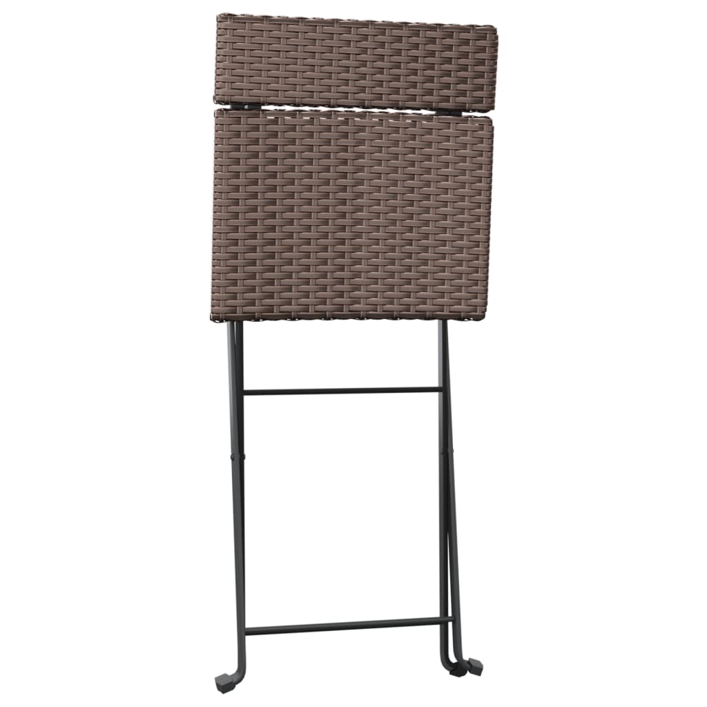 Klapstole 2 stk. brun polyrattan og stål