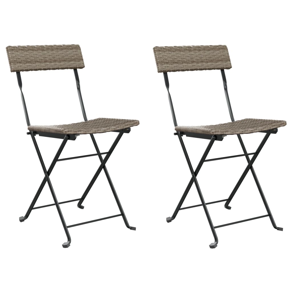 foldbare bistrostole 2 stk. polyrattan og stål grå