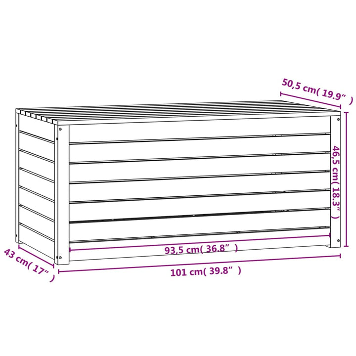 havekasse 101x50,5x46,5 cm massivt fyrretræ hvid