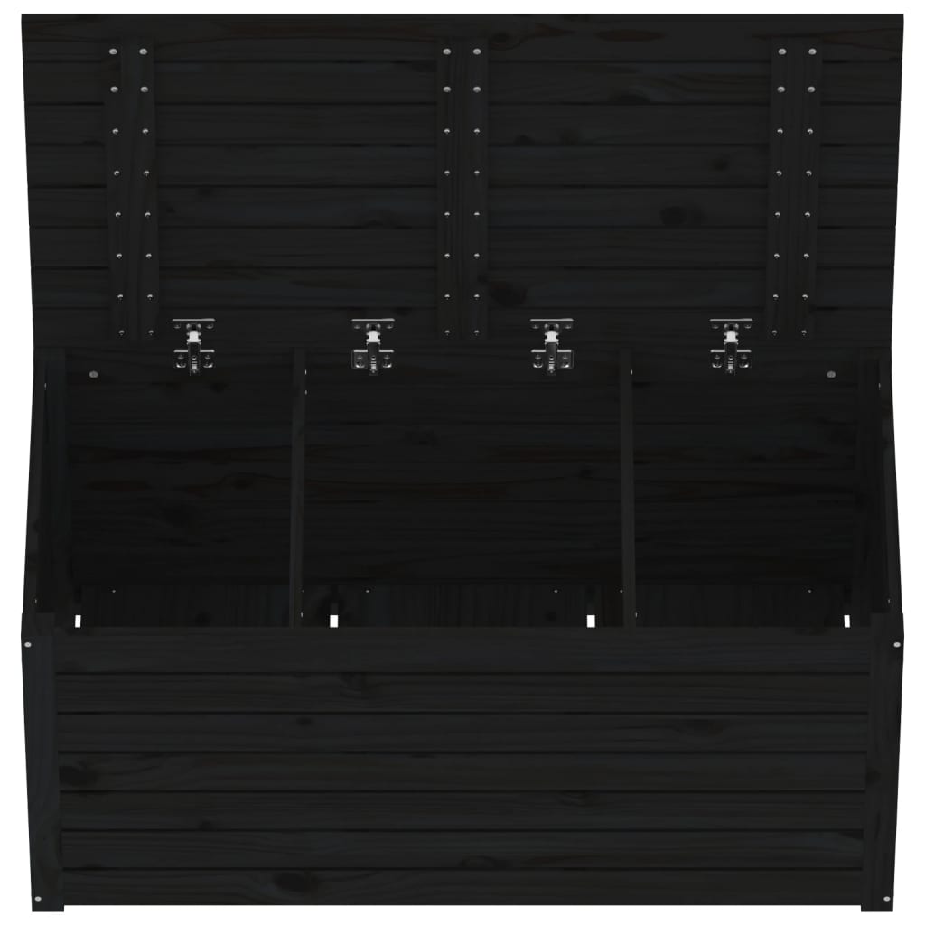 havekasse 101x50,5x46,5 cm massivt fyrretræ sort