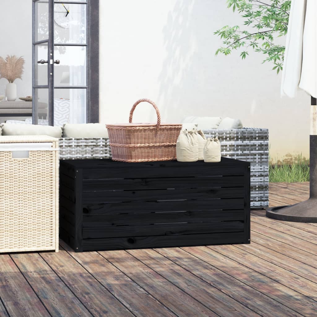 havekasse 101x50,5x46,5 cm massivt fyrretræ sort