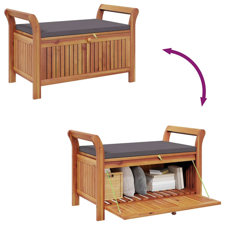 opbevaringsbænk med hynde 91 cm massivt akacietræ