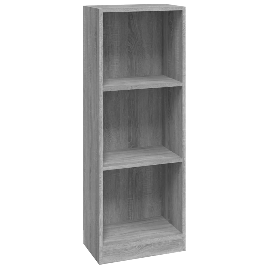 bogreol med 3 hylder 40x24x109 cm konstrueret træ grå sonoma-eg
