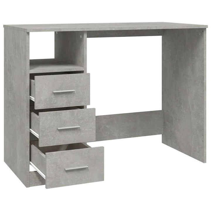 skrivebord m. skuffer 102x50x76 cm konstrueret træ betongrå