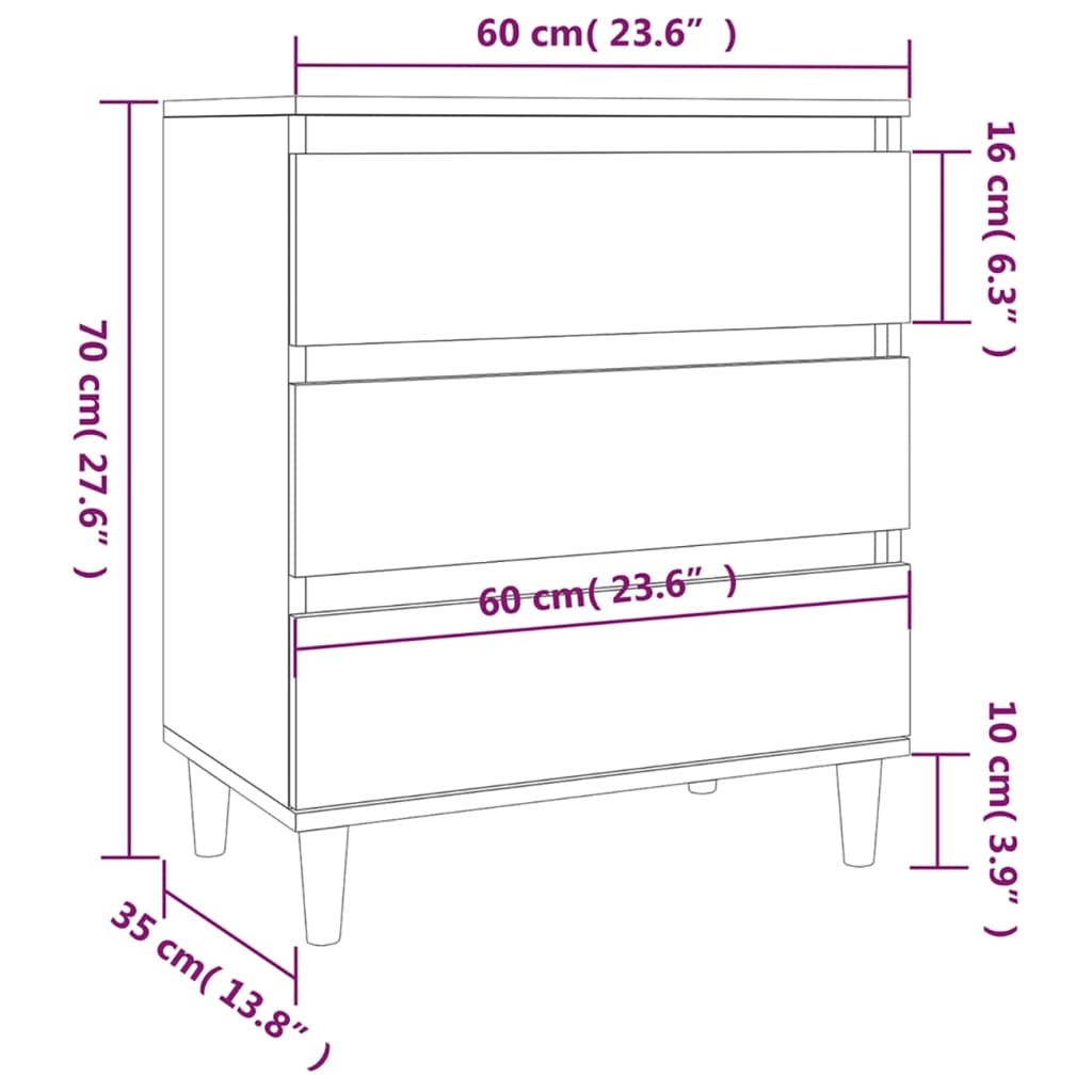 skænk 60x35x70 cm konstrueret træ hvid
