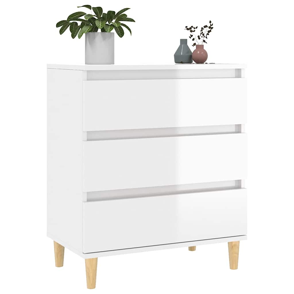 skænk 60x35x70 cm konstrueret træ hvid højglans