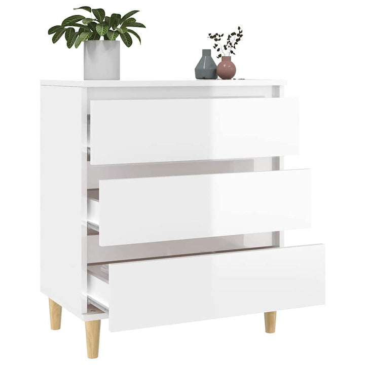 skænk 60x35x70 cm konstrueret træ hvid højglans